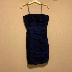 Monique Lhuillier Strapless Mini Navy Dress